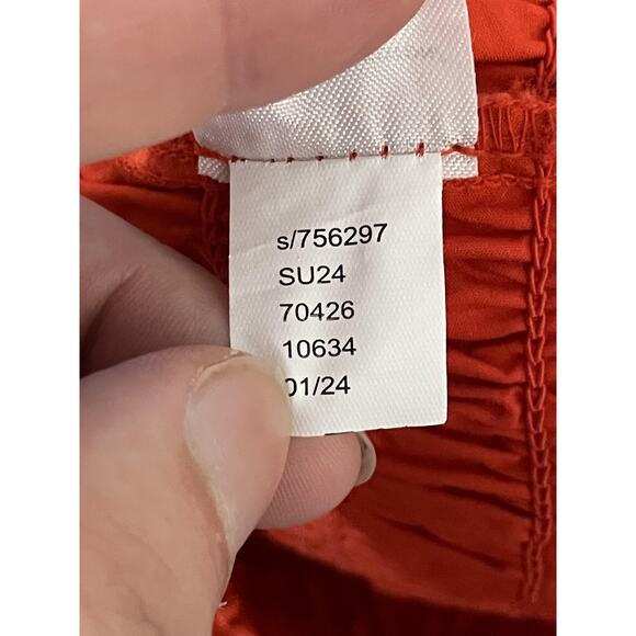 LOFT Skirt Womens Large Orange Smocked Waist Maxi 100% Cotton Summer Flowy Beach - Picture 7 of 7